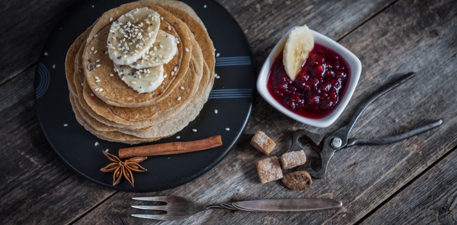 Banana Cinnamon Protein Pancakes