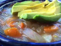 Spicy Pinto Bean Soup with Avocado