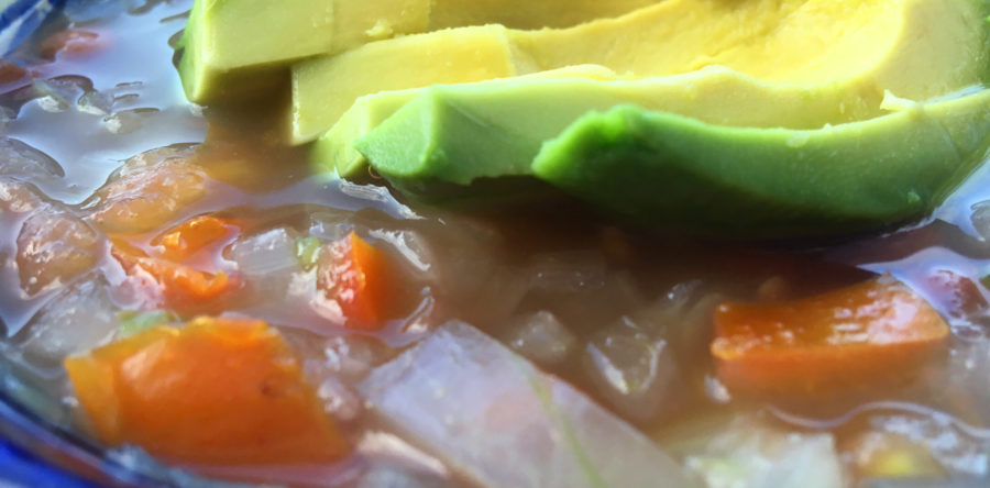Spicy Pinto Bean Soup with Avocado