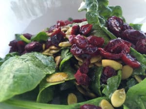 Spinach Salad with Cranberries and Pumpkin Seeds