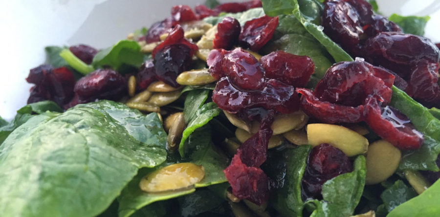 Spinach Salad with Cranberries and Pumpkin Seeds