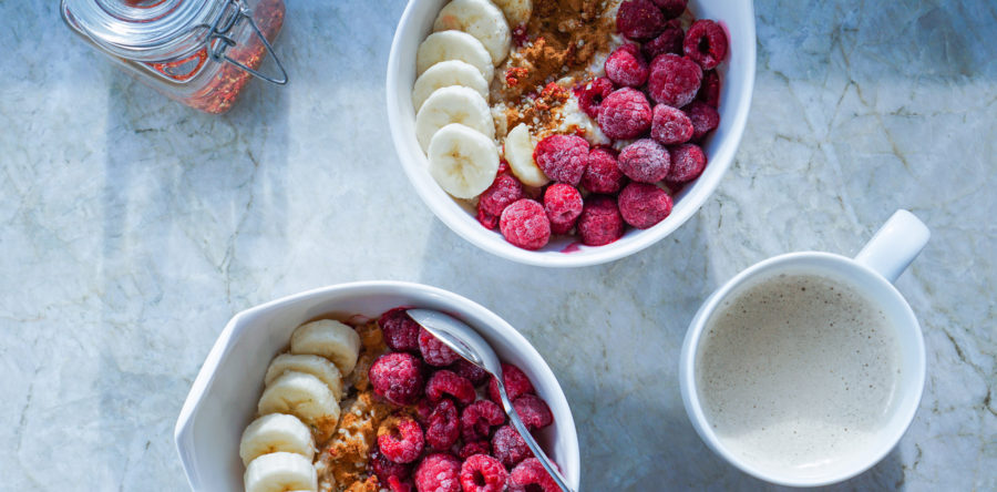 Healthy Oatmeal with Almond Toppings