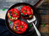 Spicy Rice and Black Bean Stuffed Bell Peppers
