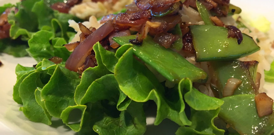 Fried Brown Rice Lettuce Wraps
