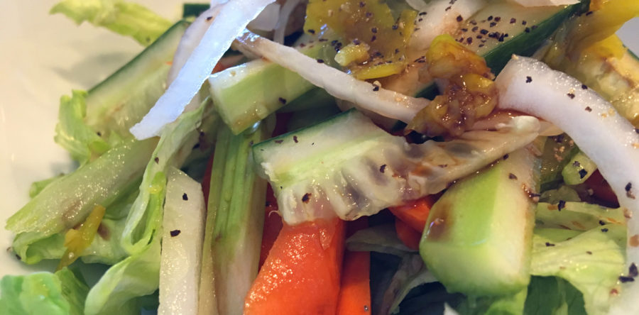 Iceberg Salad With Sharp Cut Veggies