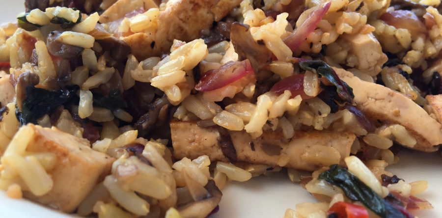 Swiss Chard Brown Rice Stir Fry